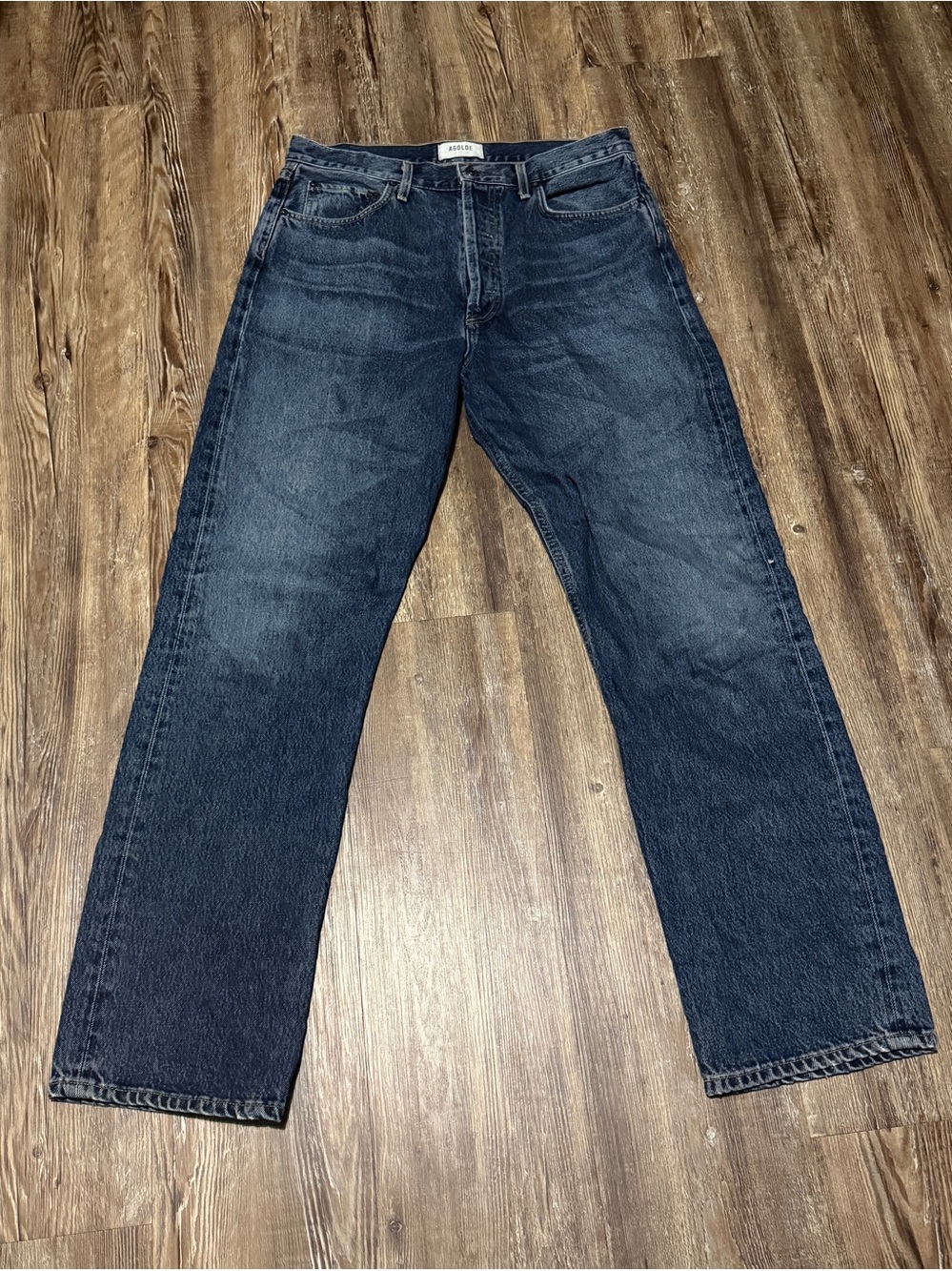 Agolde 90s Pinch Waist Button Fly Jeans Women's 29 Straight Leg Dark Wash Denim